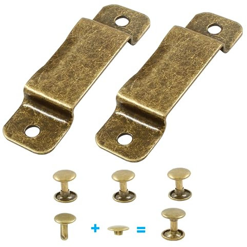 Litoexpe 2 Stück Maßbandhalter Clip, Metall Maßbandclip mit Nieten für Lederband Holster Tasche Werkzeug Gürtelclip, Bronze