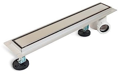 BALNEO Desagüe para Ducha, Canal de Drenaje de 100cm de Acero Inoxidable, con sifón Lateral, Juego Completo, Desagüe para Ducha por Ambos Lados con Panel o Placa Inferior, Desagüe Lateral 2 en 1