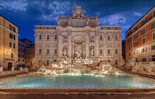 GUOHLOZ Rompecabezas para Adultos, Puzle de 1000 Piezas, Rompecabezas De Madera, Roma, Italia, Fontana di Trevi, 75x50cm