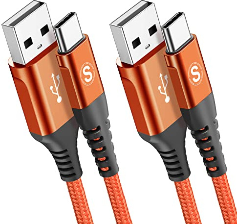 Lot de 2 câbles de charge USB C de 3 m, charge super rapide de type C pour téléphone 15 Plus Pro Max, Samsung Galaxy S23/S22/S21/S20/S10/S9 A54/A53/A34/A14/A12 Z Flip 3/4/5 iPad Pro