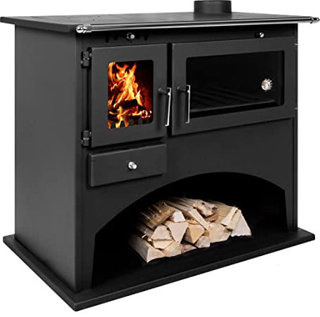 10,5 kW Küchenofen EWO W300 - Holzherd mit 3 Kochzonen - Küchenherd mit großem Holzfach