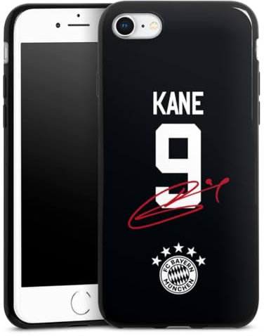 Slim Case extra dünn kompatibel mit Apple iPhone 8 Silikon Handyhülle schwarz Hülle FC Bayern München Harry Kane Trikot