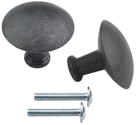 HEMNES Knöpfe passend als Ersatzteil für IKEA Möbelknopf anthrazit ⌀32mm inkl. Schrauben (2 Stück)