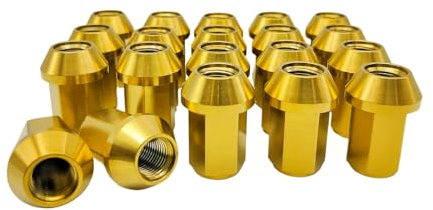 RISON-Titanium 20 Stück Titan Radmuttern M14x1.25x35mm, Kegelbund Geschlossen Ende Rad Muttern Titanlegierung Konussitz-Radmuttern Titan Kontermuttern, Radzubehörteile für Fahrzeuge