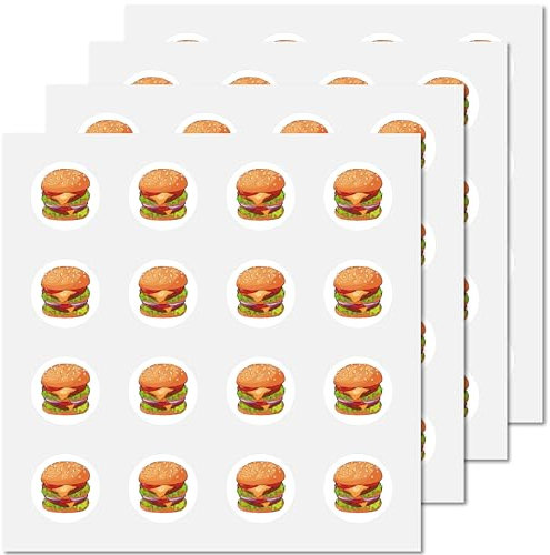 CREATCABIN 128 Stück Hamburger-Planer-Aufkleber,Helm-Aufkleber,Selbstklebend,Wasserfest,Runder Punkt-Cartoon-Aufkleber,Massenaufkleber Für Scrapbooking,Kalender,Wasserflaschen,Laptop,Tagebuch,2.5cm