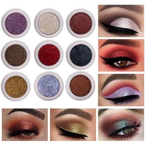 BeauFairy 9 Farbtönen Lidschatten Set, Creme Glitzer Eyeshadow, Farbintensiver langanhaltender,Wasserfest & Langlebig, Schimmerndes Lidschatten Palette, Metallisch Perlen Finish Augen-Makeup