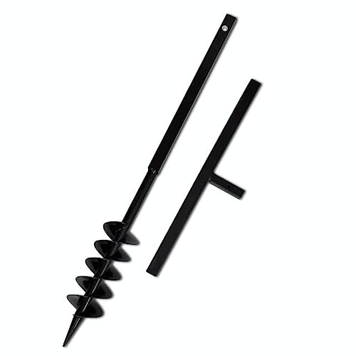 Home Outdoor SonstigesErdbohrer mit Griff Schlangenbohrer 100mm Doppelspiralen Stahl Schwarz