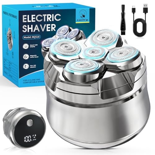 Glatzen Rasierer Herren elektrisch, Luctry Kopfrasierer für Männer mit Glatze, 5D Magnetischer Elektrorasierer, IPX7 Wasserdicht Glatzen Rasierer Herren, Nass- und Trocken-kopfrasierer Glatze