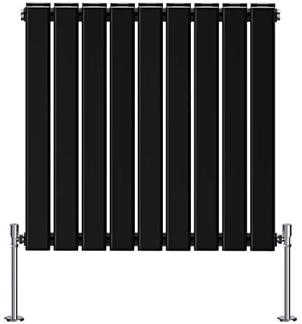 NRG Modern Radiator Black 600x612mm Double Flat Panel Horizontal Designer Heater Interior Bathroom Radiators
