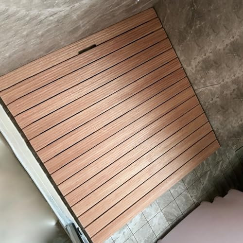 Badematten 30 31 33 35 37 Fuß breite Duschmatte aus Teakholz – quadratische Badematte mit rutschfestem Fuß und Abflussloch in der Mitte, erhöhtes, bequemes Brett für Türöffnung, Sauna, Spa, Hof, Terra