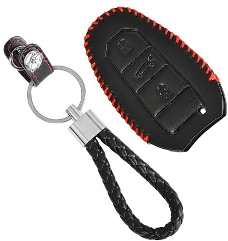 Arcets Coque en Cuir avec Porte-clés Compatible pour Peugeot 3008 208 308 508 408 2008 | Protection Télécommande 3 Boutons en Cuir