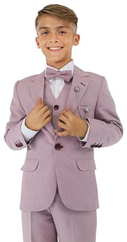 Traje Formal Texturizado de 8 Piezas para niños, Corte Ajustado, para pajes, Bodas, comuniones, de 1 a 16 años