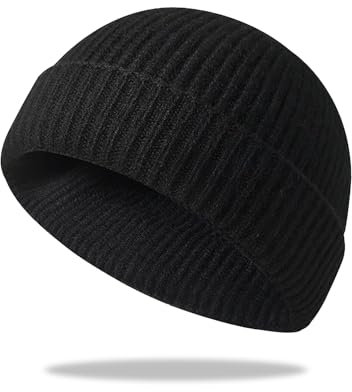 Trawler Beanie Hat - Short Fisherman Beanies in Cold Weather Stretch Skull Cap Retro and Hip-hop Style