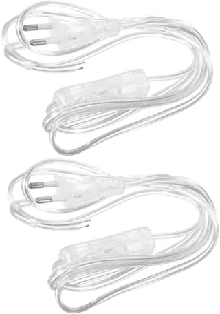 Mikikit 2stücke Transparentes Netzkabel Mit Rundem Euro-stecker Und Zwischenschalter Robuste Bruchsichere Leitung Geeignet Für Schreibtischlampen Ventilatoren Möbelbeleuchtung