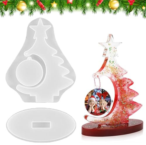2 Stück DIY Weihnachtsbaum Harz Formen, DIY Harz Formen, Silikon Gießform, Epoxidharz Formen Set, Weihnachten Deko für DIY Weihnachten Geburtstagsgeschenk Haus Dekoration