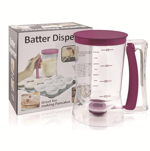 Batter Dispenser 900ML Manual Cupcakes Separator with Measuring Label Pancake Cupcake Batter Separator for Waffles, Pancakes, Muffins Baking Tool for Home Kitchen