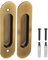 PATIKIL Recessed Finger Flush Pulls 6 Rectangular Pocket Door Handles Sliding Closet Door Pulls Barn Hardware Set with Screws/Sleeve Bolts for Home Bathroom, Yellow Bronze