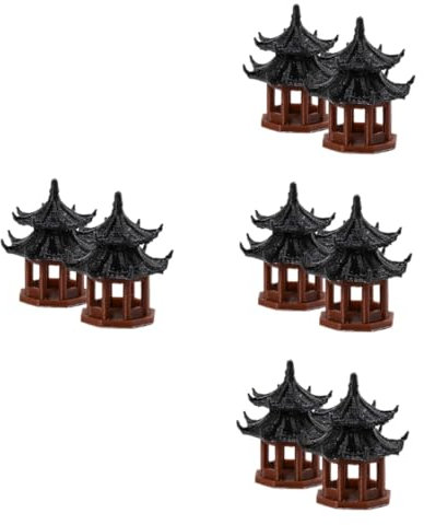 Cabilock 4 Sätze Pavillon-mikrolandschaft Garten Landschaft Ornament Bonsai Dekoration Garten Bonsai-Dekoration Mini-pavillon-modelldekoration Pavillon-Statue Plastik Black 2 Stück * 4