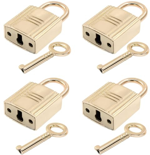 Waziaqoc 4PCS Mini Archaize Lucchetti, Quadrato Oro Decorativo | Scatola di gioielli, scatola di immagazzinaggio, libro di diario, borsa, bagagli, valigia