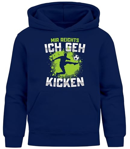 MoonWorks® Kinder Hoodie Kapuzenpullover Jungen Fußballmotiv Spruch lustig Zum Kicken gebren zur Schule gezwungen Jungengeschenke