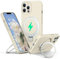 PuyaTeya Liquid Silicone Case for iPhone 12 pro max with Magnetic Ring Stand, Upgraded camera lens protection, Mil-Grade Drop Shockproof, Anti-Scratch Microfiber Lining Silicone Case(Beige)