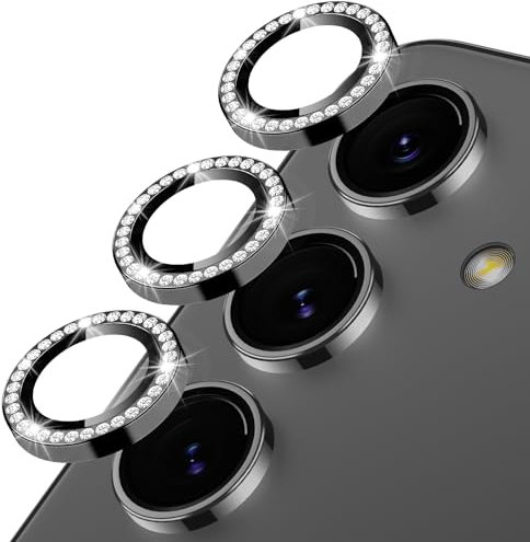 Oelrstfe Kamera Schutz für Samsung Galaxy S24 / S23 / S23+ Plus Kameraschutz,Kratzfest 9H Härte HD Glitzer Linsenschutz Schutzfolie,Kamera Displayschutz Transparent Linse Displayschutzfolie,Schwarz