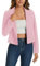 MINTLIMIT Womens Cropped Blazer Casual Long Sleeve Open Front Short Blazers Lightweight Work Office Jackets, Pink