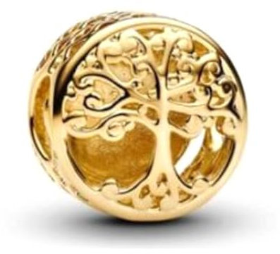 NUNUYAYA Charms Abaloriosde Cuentas Plata de Ley 925 con Circonita Cúbica Golden Tree of Life Charms Colgante Compatible con Niña Mujer Europeo Pulsera Collar