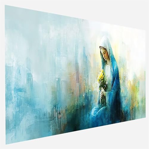 Unsere Liebe Frau Malen Nach Zahlen Erwachsene, Malen Nach Zahlen DIY Handgemalt Ölgemälde Kit für Anfänger und Erwachsene, Paint by Numbers Basteln mit Pinseln Home Wand Dekor 100x200cm Blume 2-Q-3