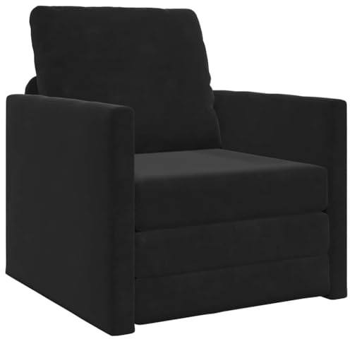 vidaXL Schlafsofa Schwarz 74 x 77 x 81 cm Samt | Modernes Stofffinish macht jeden Raum großartig, Weiches Boxkissen für eine entspannte Zeit, Langlebig mit solider Struktur