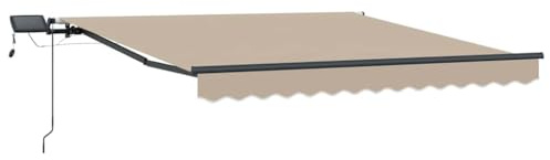 vidaXL Einziehbare Markise Beige 350 x 250 cm Stoff, Verstellbares Terrassen-Dach, modernes Außenzelt, UV-beständige Materialien, Schutz vor Wetter und Sonne für Balkone