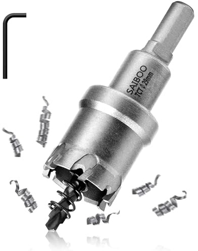 SAIBOO 29mm Foret de Scie Cloche en Métal, Coupeur de Trou de Dents en Carbure de Tungstène avec Foret Pilote pour L'acier Inoxydable, Le Métal, au Fer, à L'aluminium et au Laiton