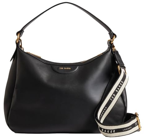 Ted Baker Leder Schultertasche Umhängetasche Esiah Webbing Slouchy Hobo Bag Black schwarz