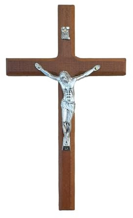 LOVIVER Wandkruzifix, Kreuz, Jesus-Kruzifix, dekorative Kunst, katholisches Holzkreuz, Wanddekoration, für Ostern, Wohnzimmer, Weihnachten, Braun