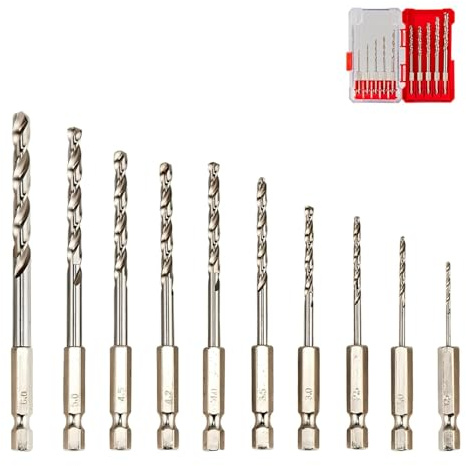 HSS Bohrer Set M35 Kobalt (1,5-6,0mm/10-tlg), Robuste Metallbohrer mit Sechskantschaft in Aufbewahrungsbox, Kobalt Spiralbohrer Set für Metall Edelstahl Aluminium Stahl Metallbearbeitung