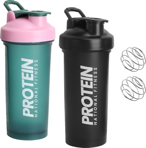 2 vasos de batido de proteínas de 700 ml con bola, indicador ML, a prueba de fugas, batidor de proteínas, agitador de proteínas, botella de gimnasio, botella de proteínas, batidora de proteínas, vaso