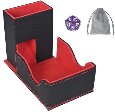 ANCLLO Würfelturm-Organizer, magnetischer Würfelturm aus PU-Leder, 3-in-1-Klapphalter-Hüllenmatte für Tabletop-Enthusiasten, RPG-Gaming-Ausrüstung