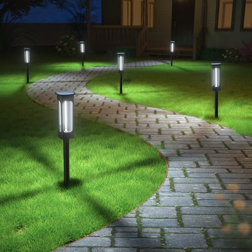 VOLISUN Solarlampen für Außen Garten, 8 Stück 5000K Kaltweiß Solar Gartenleuchten, Wasserdicht Led Garten solarleuchten,Auto Ein/Aus Wegeleuchte,solar lights outdoor für Hof, Wege, Terrasse, Rasen