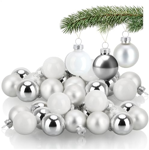 COM-FOUR® 40x Mini-Christbaumkugeln aus Glas, kleine Weihnachtskugeln | Baumschmuck für den Weihnachtsbaum - Ø 3 cm