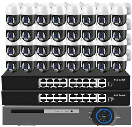 32CH Security Camera System 4K POE NVR Set Outdoor IP PTZ Face Detection Two Way Audio Video Surveillance Kit Motion Detection(None,8MP 32PCS Camera)