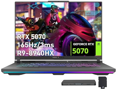 ASUS ROG Strix G16 16 WUXGA 165Hz Gaming Laptop, NVIDIA GeForce RTX 5070 8GB, AMD Ryzen 9 8940HX, 32GB DDR5, 2TB Storage (1TB SSD + 1TB Docking Station Set), Tastiera RGB retroilluminata, Win 11 Pro