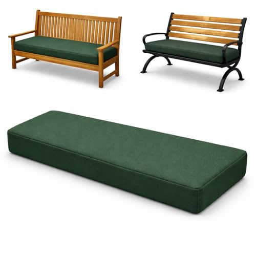AuraLin 3 Seater Bench Cushion | Standard Foam | Green | 143 x 52 x 6 cm | Water-Resistant Outdoor Garden Furniture Pad | Durable Replacement Seating for Patio Benches and Swings