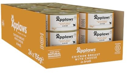 Applaws 100% Natural Wet Cat Food, Chicken with Cheese 156 g Tin (Pack of 24)