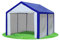 Stabilezelte Partyzelt 3x4 m Modular Pro PE 240 g/m² wasserdicht inkl. Seiten Festzelt Gartenzelt Blau Weiss