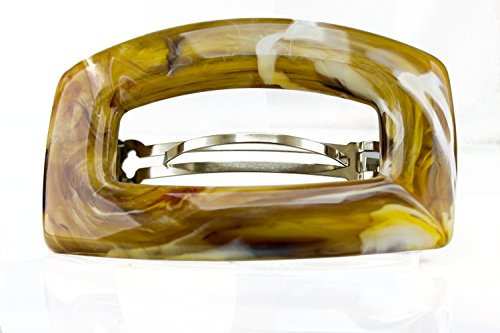 1Stk Rechteckige Patentspange ca 9cm lang und 6cm breit in horn - Made in Germany - WeLoveBeads
