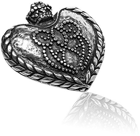 FREDERIC HERMANO Gürtelschnalle Buckle 40mm Metall Silber Geschwärzt - Buckle Big Heart - Dornschliesse Für Gürtel Mit 4cm Breite - Silberfarben Geschwärzt