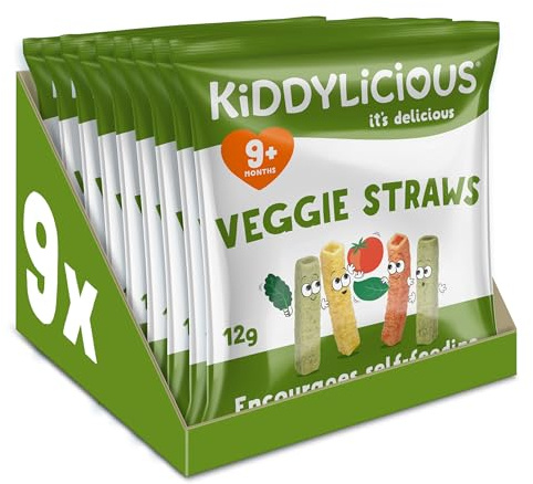 Kiddylicious Veggie Straws - Delicious Snacks for Kids - Suitable for 9+ Months - 9 Packs