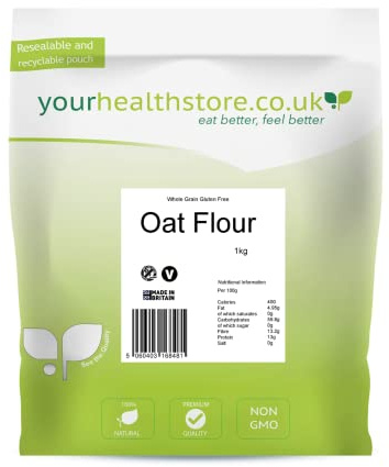 yourhealthstore Premium Whole Grain Gluten Free Oat Flour 1kg Made from British Oats