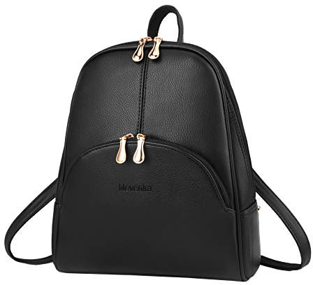 Nevenka damen markenbeutel rucksack handtasche pu-leder reißverschlussbeutel beiläufige rucksäcke umhängetaschen mittel schwarz
