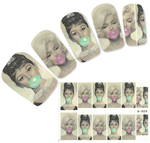 Just Fox – Stickers autocollants pour ongles nail art ongles de Marilyn Monroe Pied Water Decal